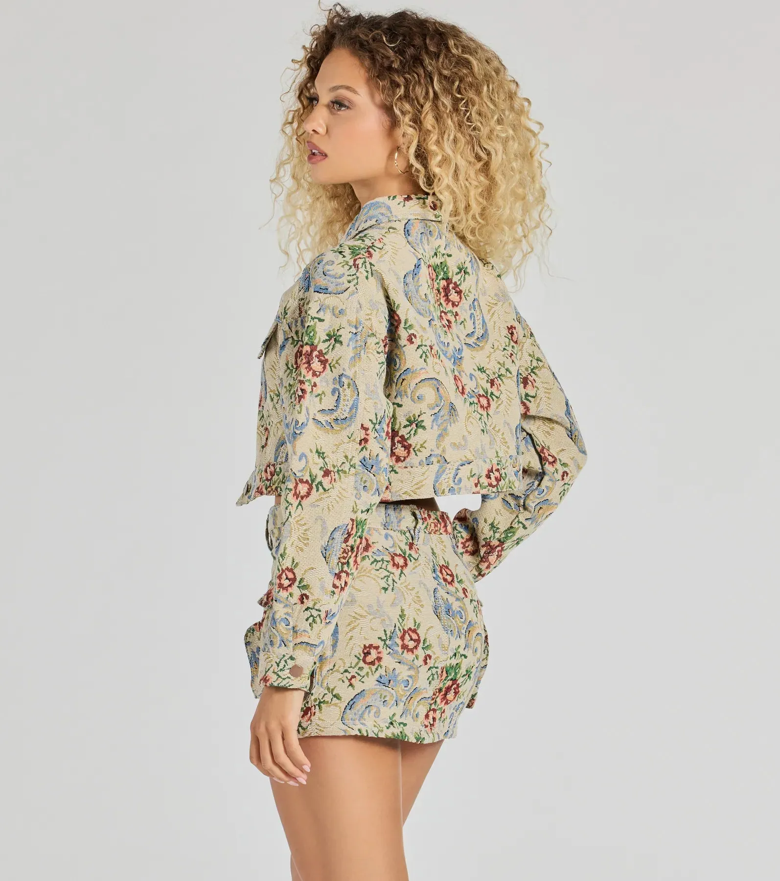 Falling For Floral Tapestry Cropped Jacket sold by Windsor product image thumbnail 2