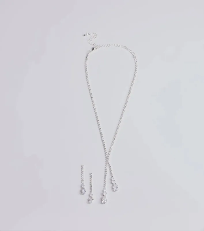 Endless Luxe Rhinestone Lariat Necklace Set sold by Windsor