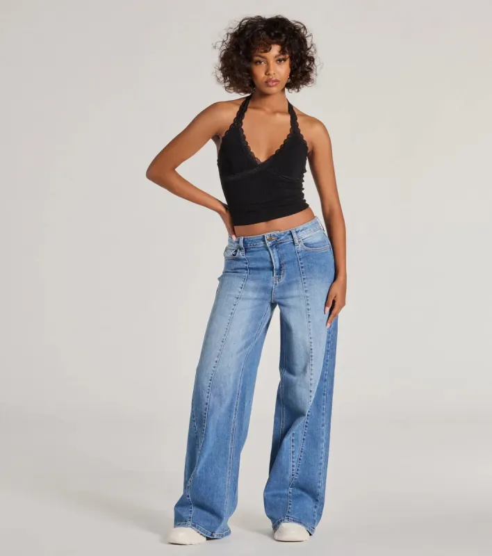 Hot Shot High-Rise Wide-Leg Denim Jeans sold by Windsor
