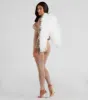 Iridescent Sparkle Rhinestone-Embellished Sheer Catsuit sold by Windsor