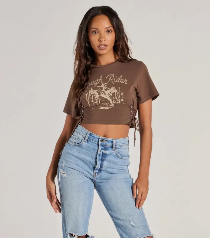 Rough Rider Lace-Up Graphic Tee sold by Windsor