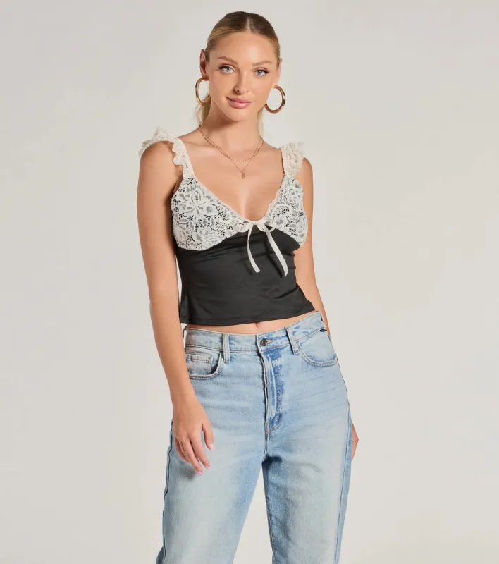 Effortlessly Pretty Lace And Knit Sleeveless Top sold by Windsor