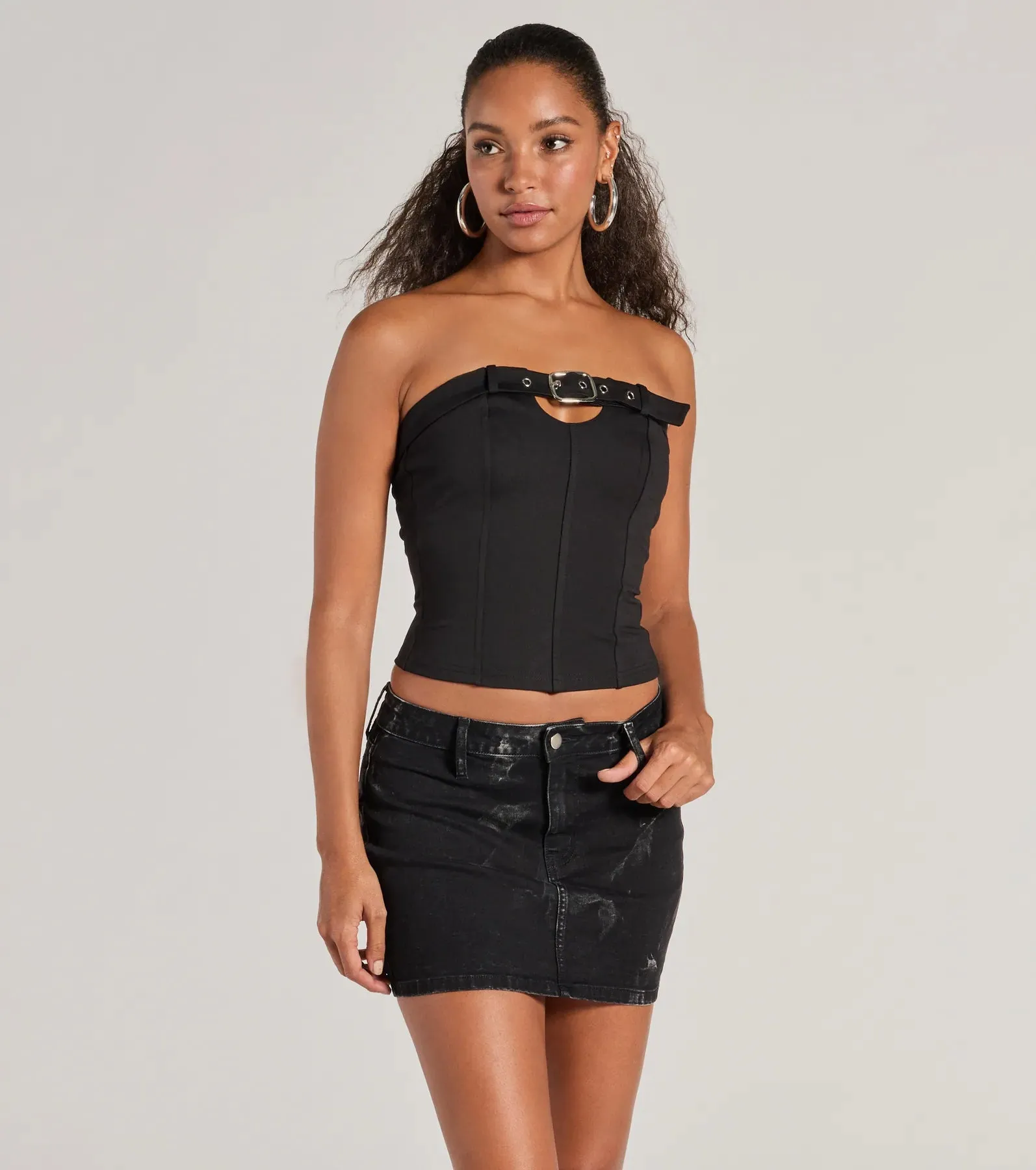 Trendy Edge Buckle Strap Tube Top sold by Windsor
