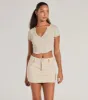Girl Next Door Ribbed Knit Henley Crop Top sold by Windsor
