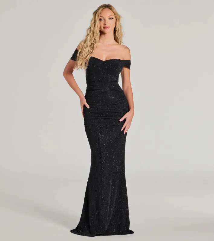 Ines Glitter Lurex Off-The-Shoulder Mermaid Dress sold by Windsor