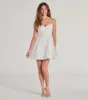 Chloe Sequin Embroidered Mesh Skater Dress sold by Windsor