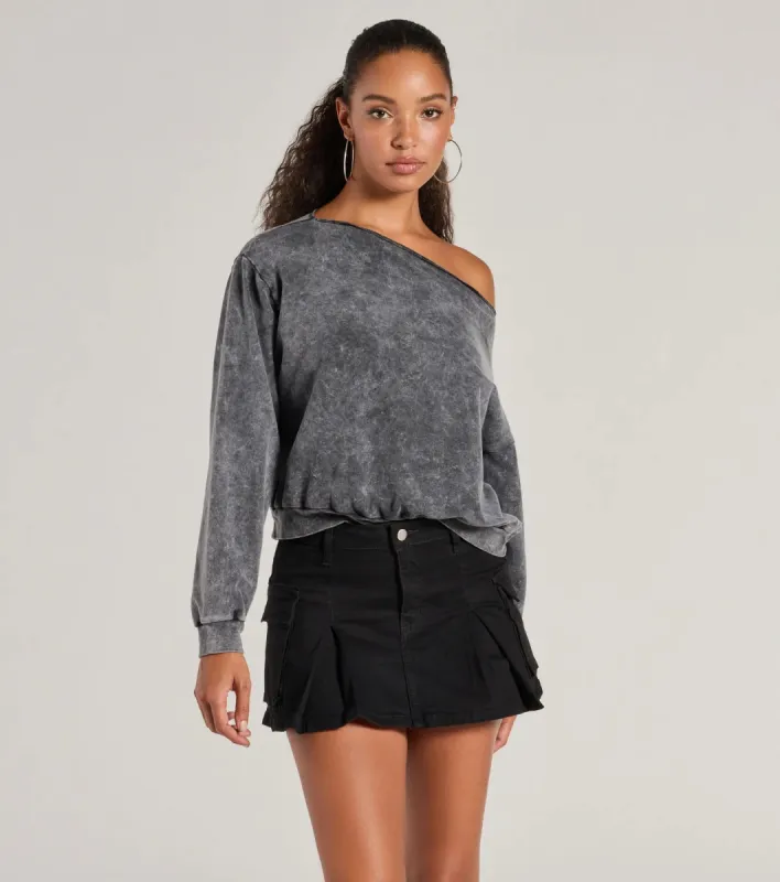 Comfy Vibes Only Washed Knit Pullover Top sold by Windsor