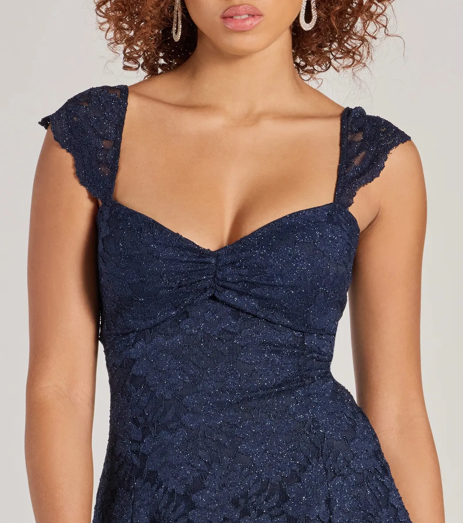 Ayzel Lace-Up A-Line Glitter Lace Dress sold by Windsor product image thumbnail 5