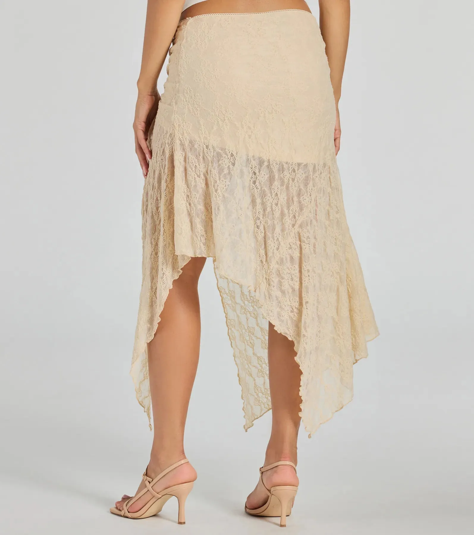 Breezy Boho Sheer Lace Asymmetric Maxi Skirt sold by Windsor product image thumbnail 2