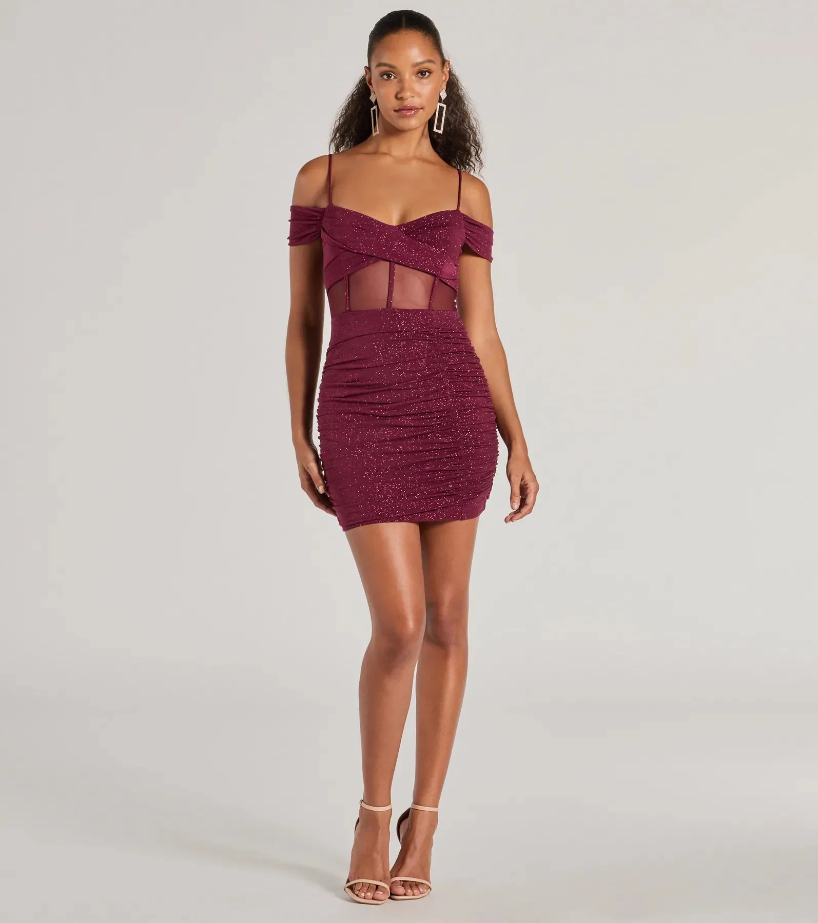 Sultry Glitz Glitter Cold-Shoulder Mini Dress sold by Windsor product image thumbnail 3