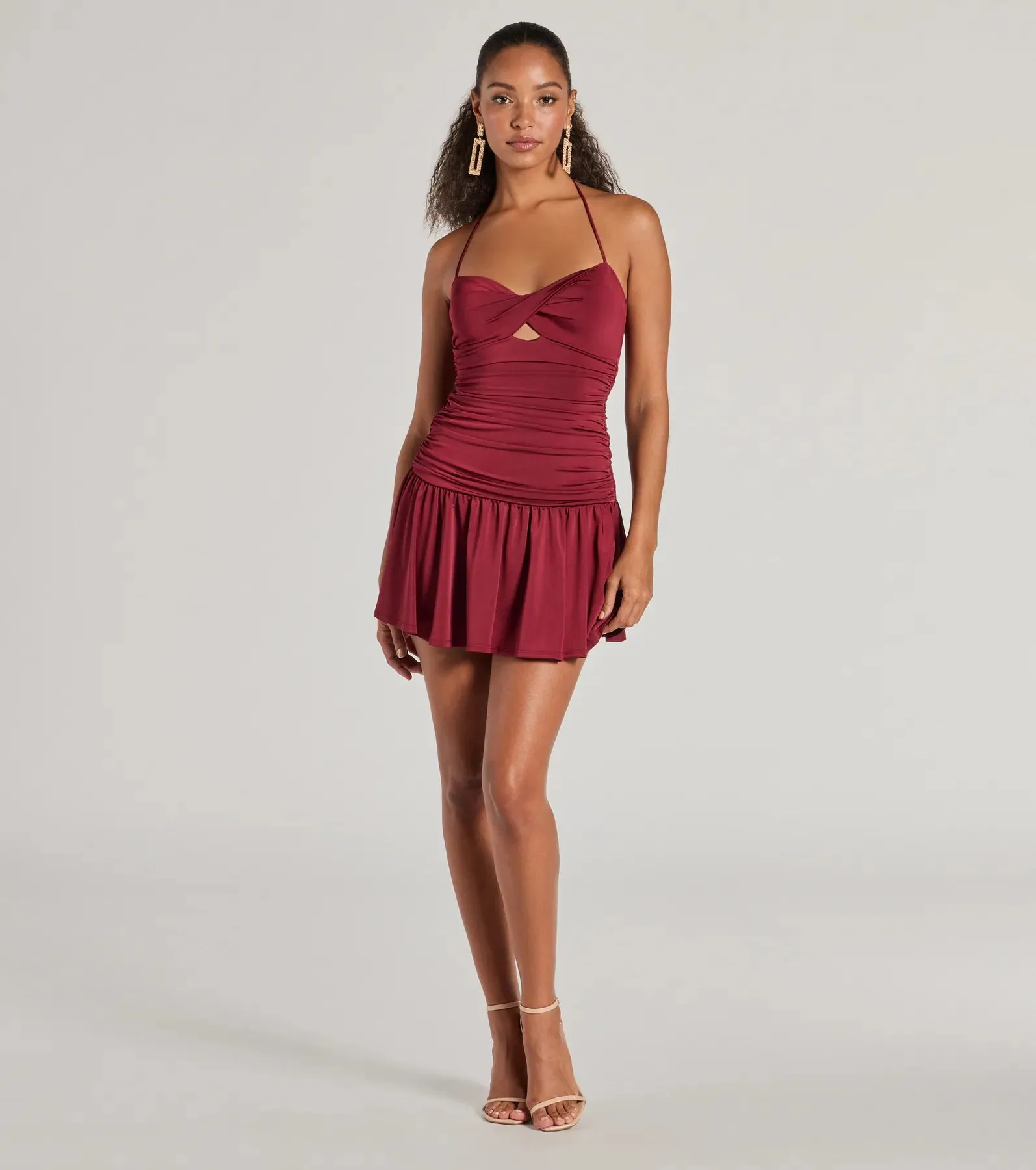 Flirty Flair Ruched Drop Waist Skater Dress sold by Windsor product image thumbnail 3