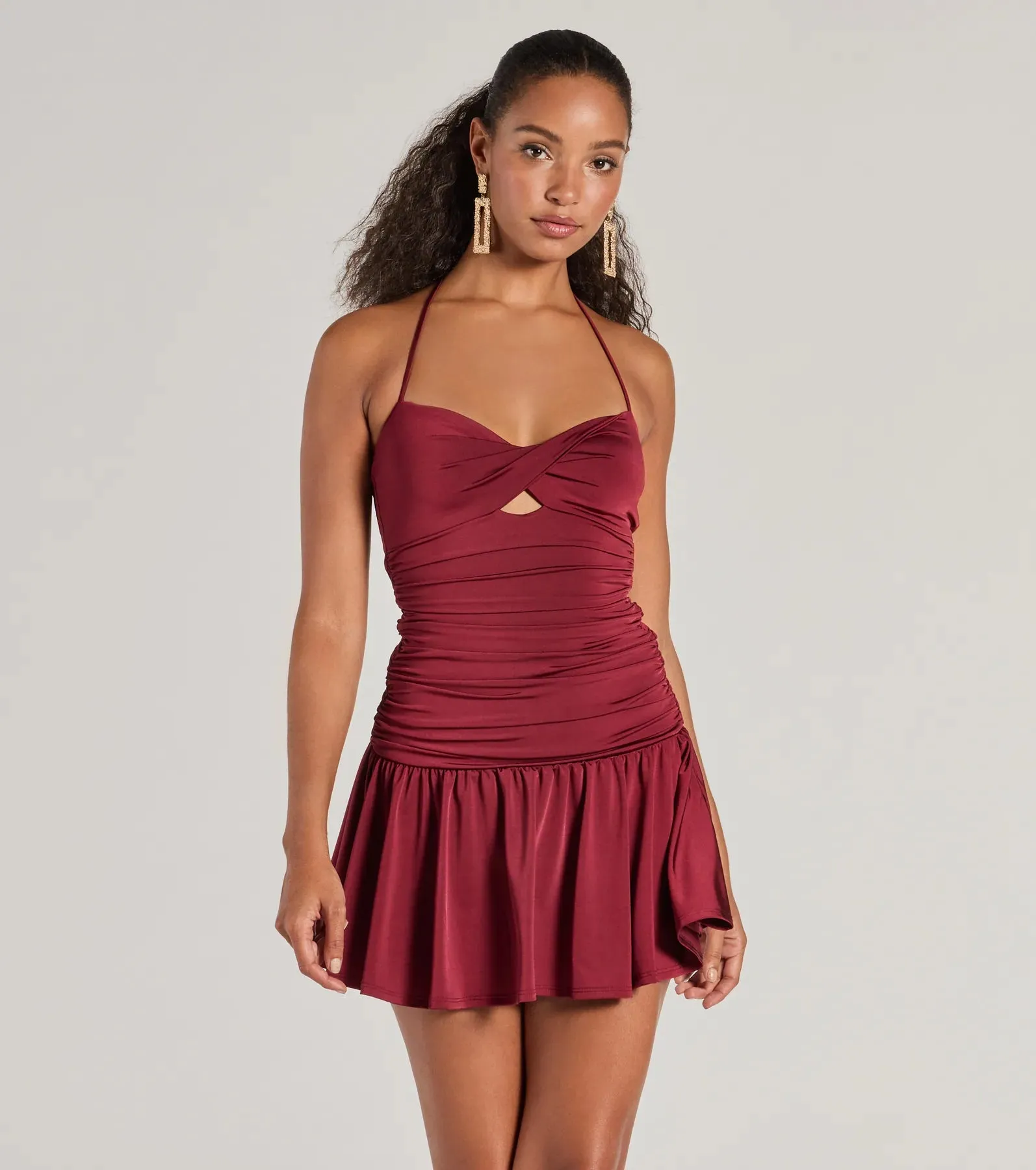 Flirty Flair Ruched Drop Waist Skater Dress sold by Windsor
