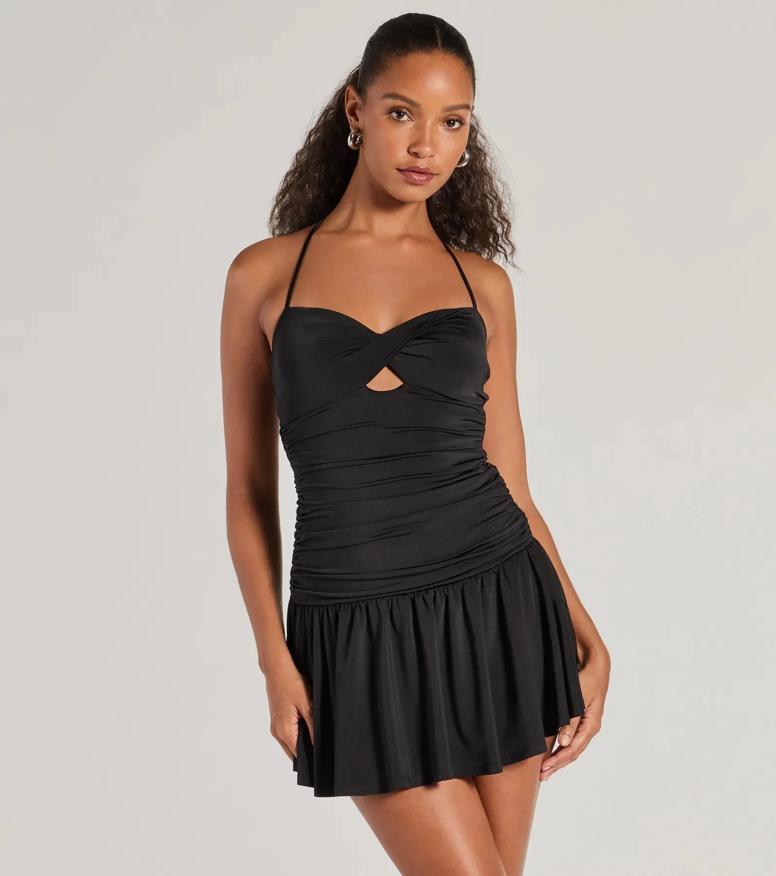 Flirty Flair Ruched Drop Waist Skater Dress sold by Windsor product image thumbnail 5