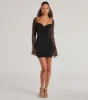 Chic Affair Ruched Bell Sleeve Bodycon Mini Dress sold by Windsor