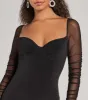 Chic Affair Ruched Bell Sleeve Bodycon Mini Dress sold by Windsor