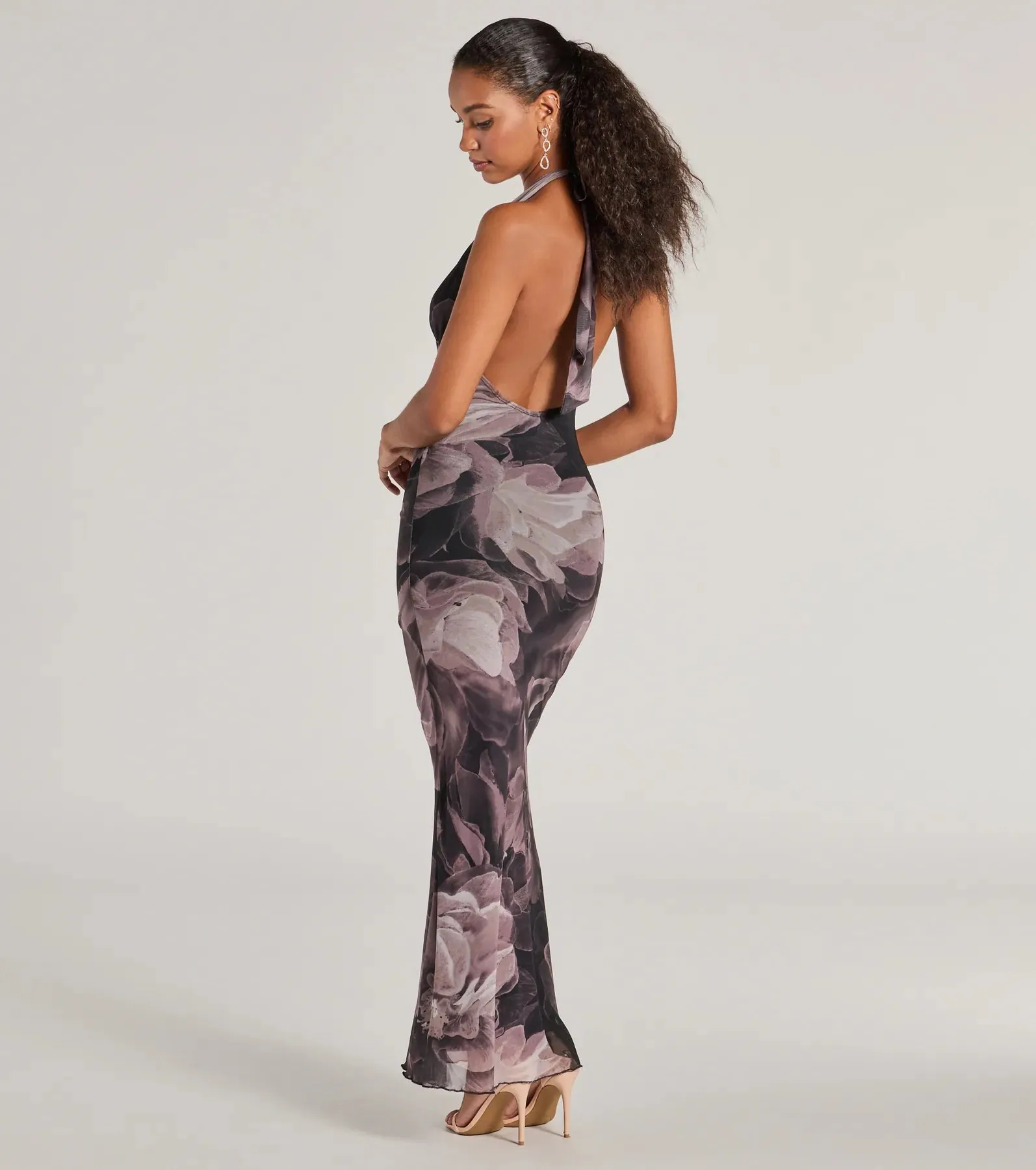Drama-Worthy Abstract Floral Mesh Maxi Dress sold by Windsor product image thumbnail 2