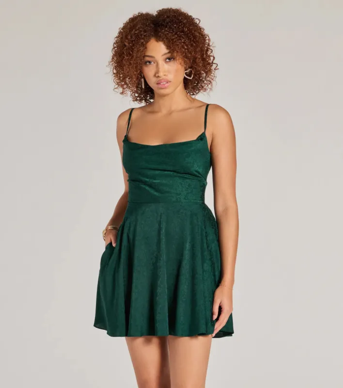 Jianna Floral Satin Short A-Line Dress sold by Windsor