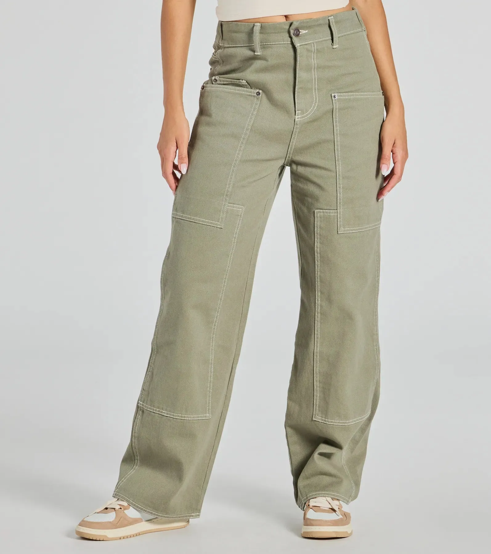 Effortlessly Casual Wide-Leg Twill Cargo Pants sold by Windsor product image thumbnail 4