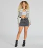 Walking The City Moto Striped Crop Jacket sold by Windsor