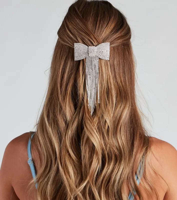 Pretty Glam Rhinestone Bow Barrette sold by Windsor