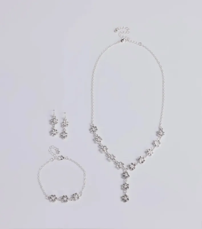 Timeless Elegance Floral Rhinestone and Pearl Necklace Set sold by Windsor