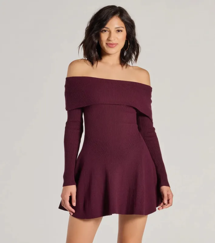 Chic Staple Ribbed Knit Skater Dress sold by Windsor