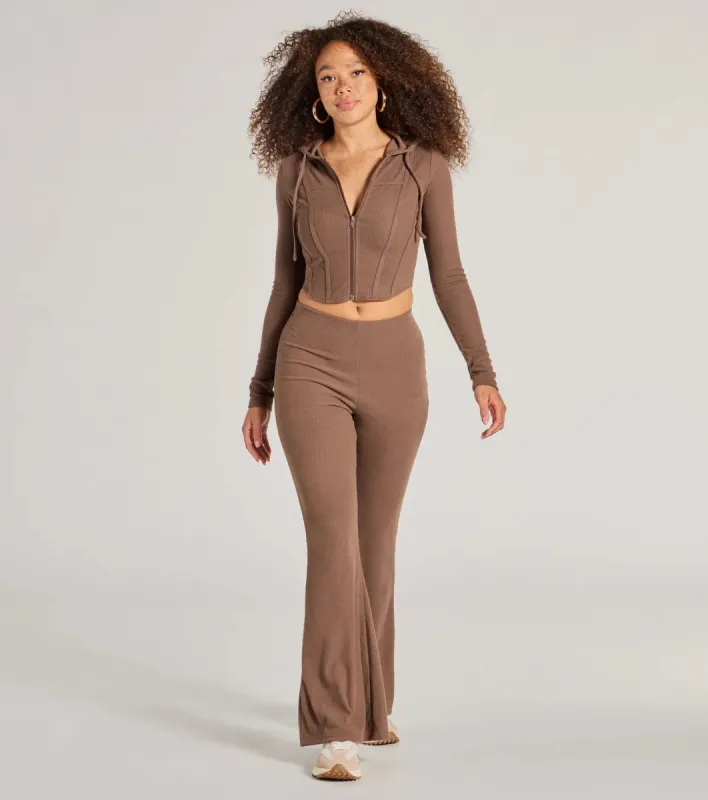 Ribbed Knit Flare Pants sold by Windsor