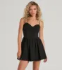 Win Hearts Sweetheart Woven Short Skater Dress sold by Windsor