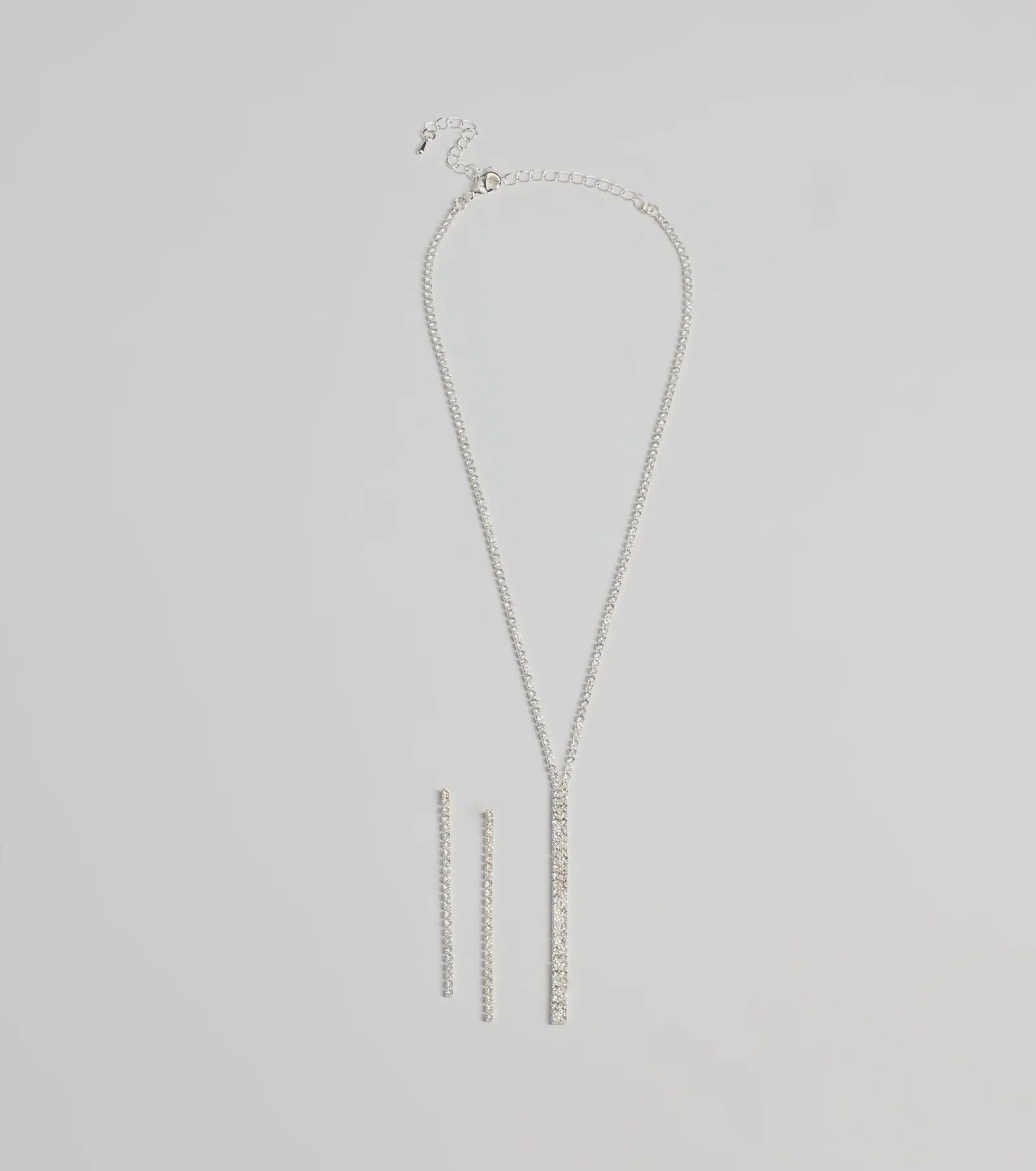 Luxe Gleam Rhinestone Necklace And Earrings Set sold by Windsor