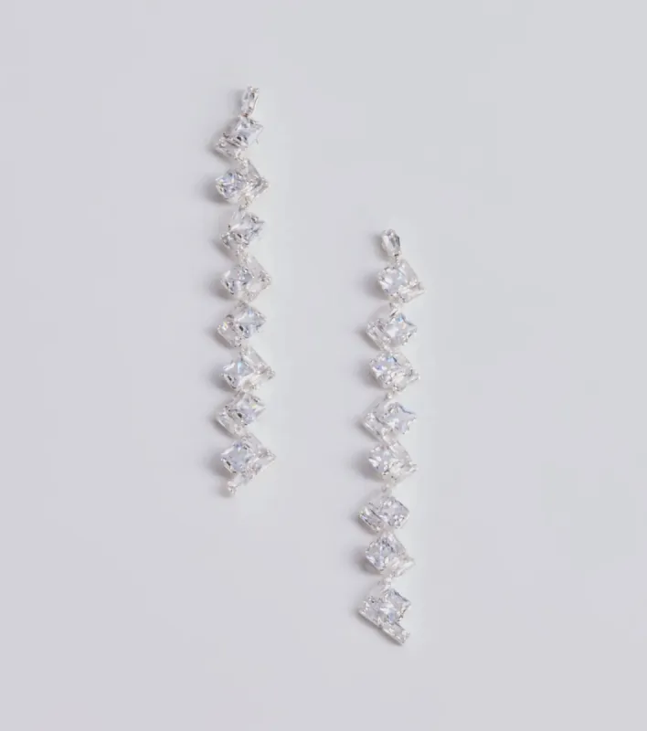 Unforgettable Luxe Rhinestone Linear Earrings sold by Windsor