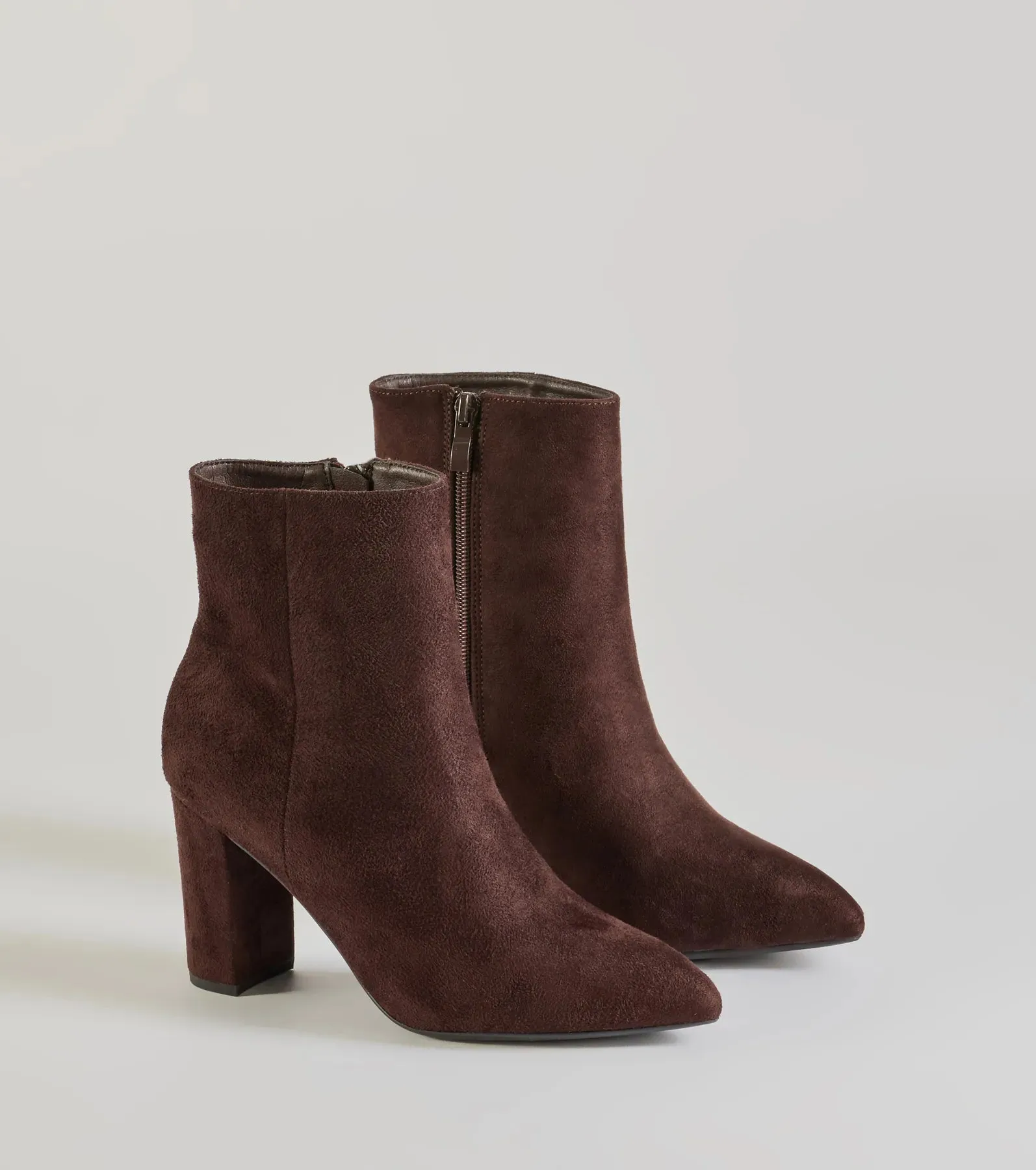 Stylish Staple Faux Suede Block Heel Booties sold by Windsor