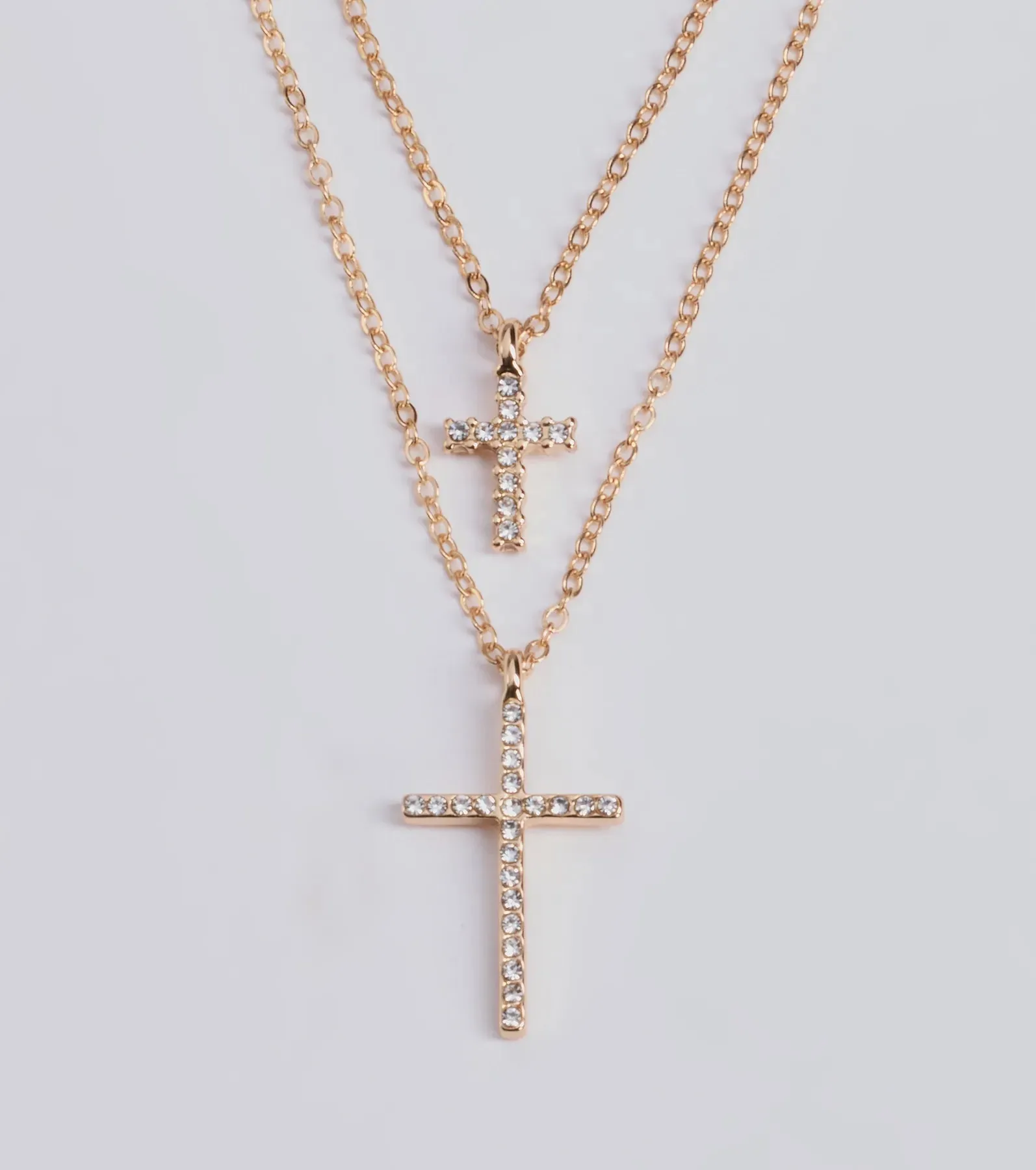 Chic Rhinestone Cross Charm Layered Necklace sold by Windsor product image thumbnail 2