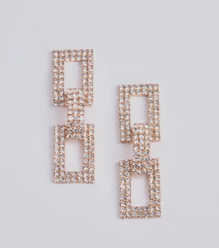Radiant Glam Rhinestone Chain-Link Duster Earrings sold by Windsor