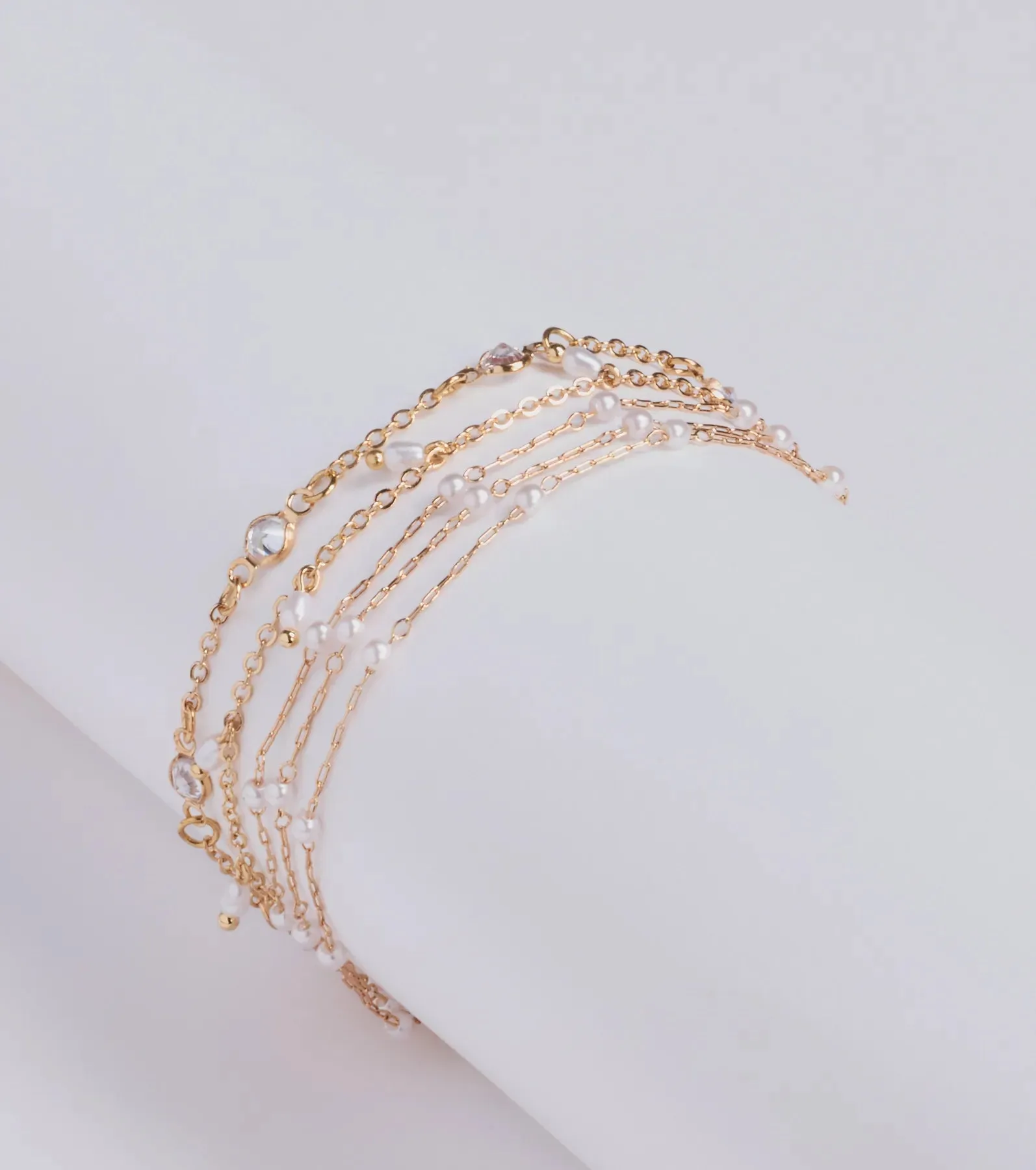 Delicate Chic Rhinestone And Pearl Bracelet Set sold by Windsor