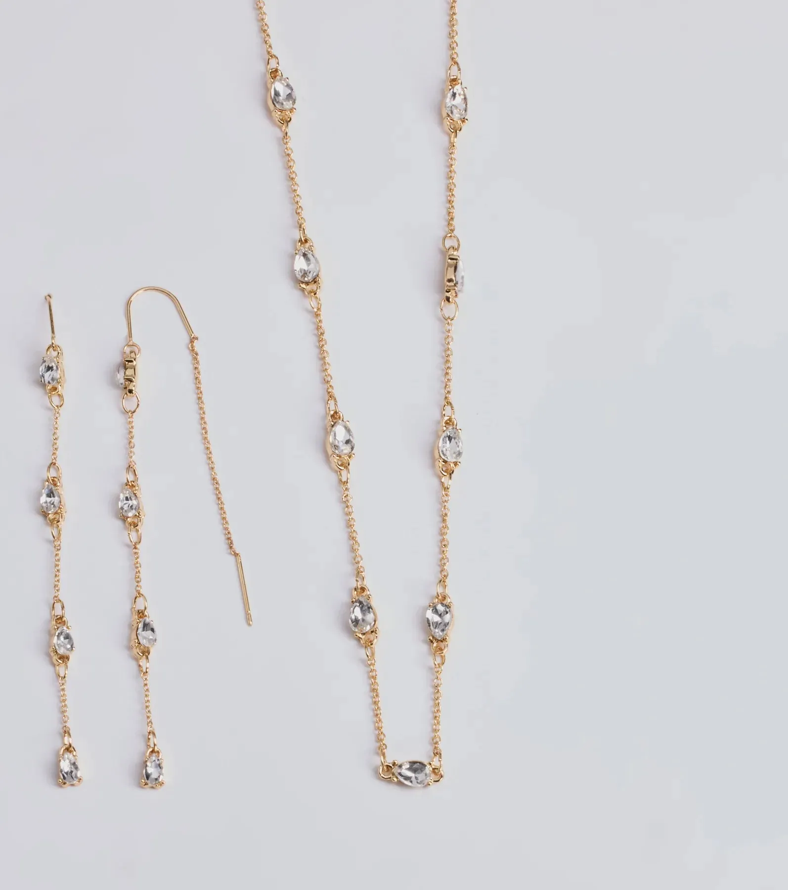 Delicate Ice Rhinestone Necklace And Earrings Set sold by Windsor product image thumbnail 2