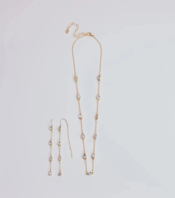 Delicate Ice Rhinestone Necklace And Earrings Set sold by Windsor