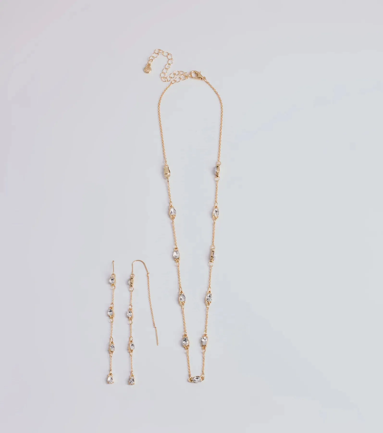 Delicate Ice Rhinestone Necklace And Earrings Set sold by Windsor