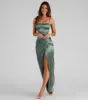 Mayra Formal Satin Slit Long Dress sold by Windsor