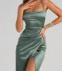 Mayra Formal Satin Slit Long Dress sold by Windsor