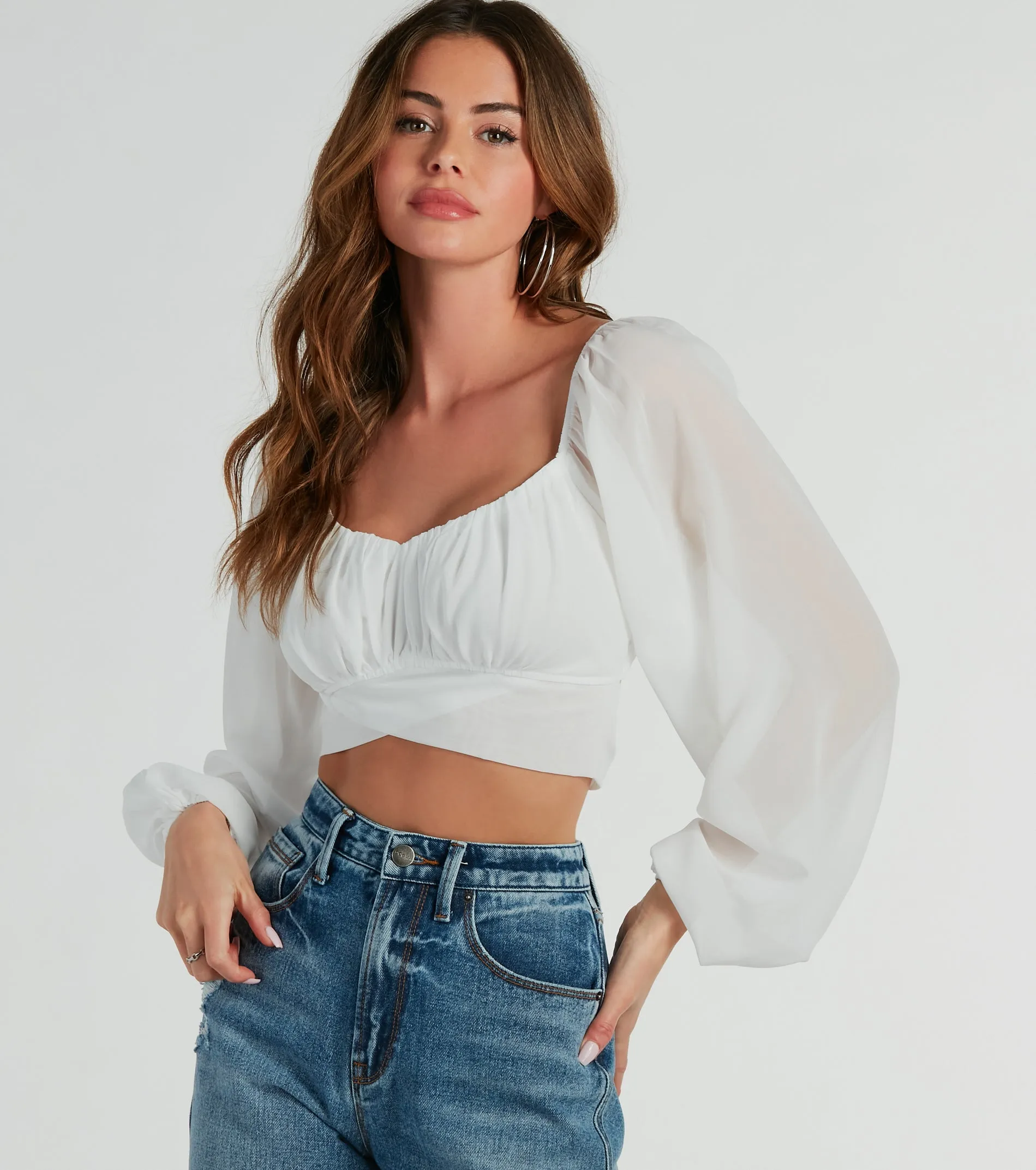 Such A Daydream Chiffon Crop Top sold by Windsor