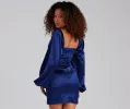Lavish Satin Sweetheart Wrap Dress sold by Windsor