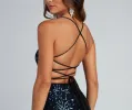 Mesmerizing Sequin Lace-Back Dress sold by Windsor