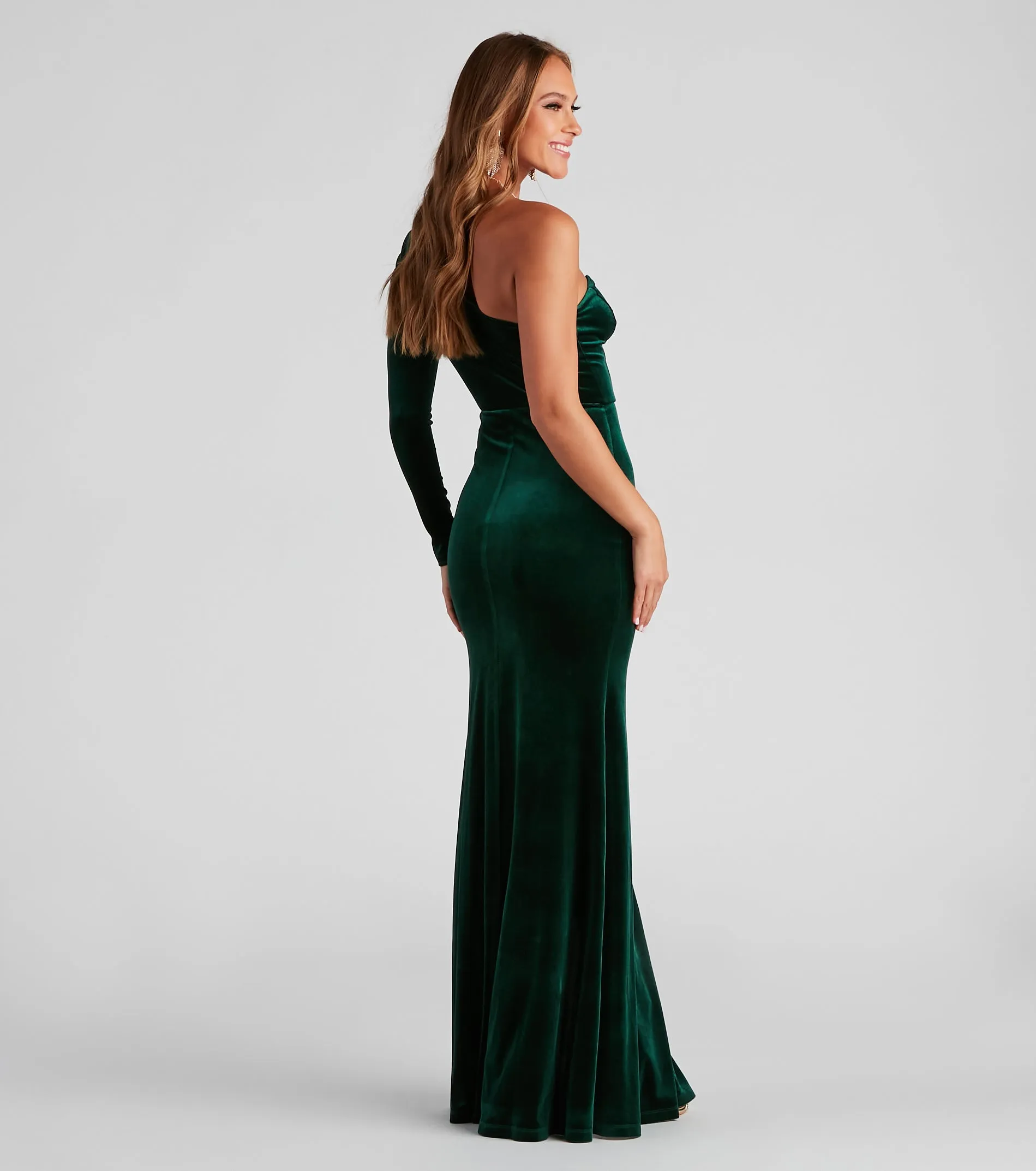 Cheyenne Formal One-Shoulder Velvet Dress sold by Windsor product image thumbnail 2