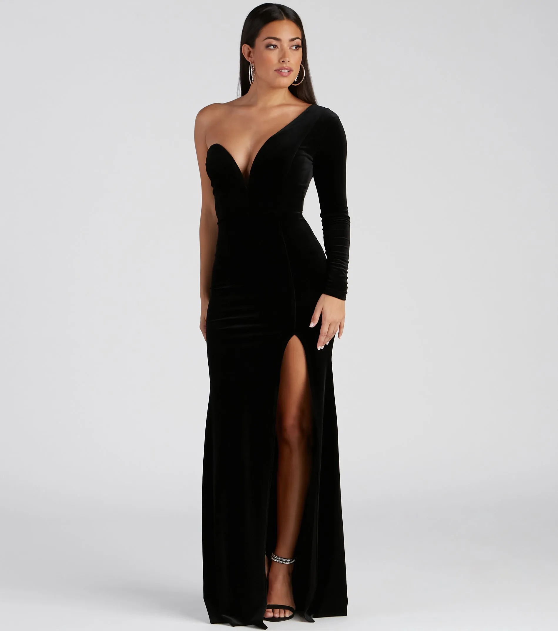 Cheyenne Formal One-Shoulder Velvet Dress sold by Windsor product image thumbnail 5