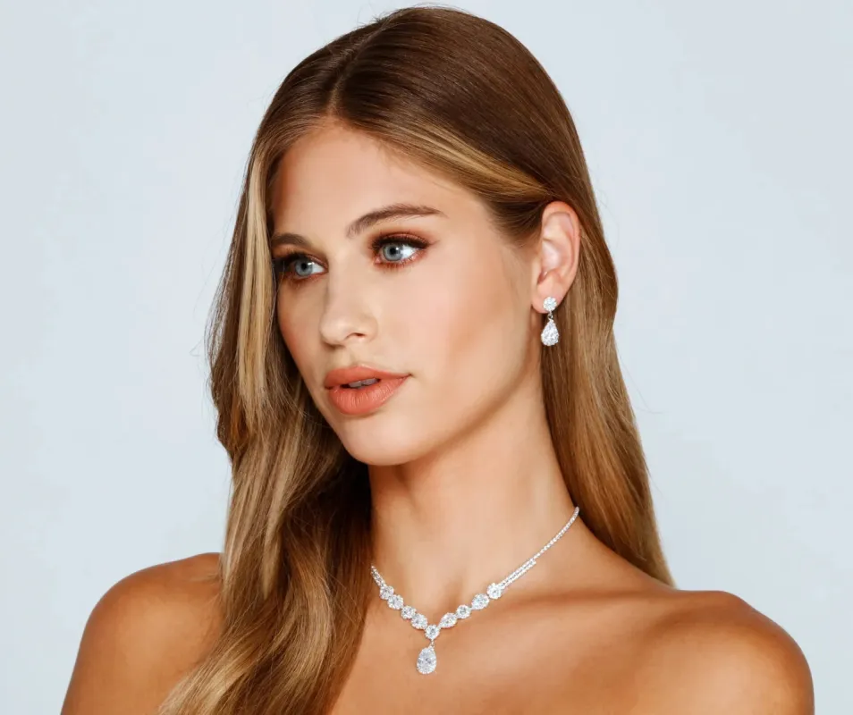 Endless Glam Rhinestone Collar And Earrings Set sold by Windsor