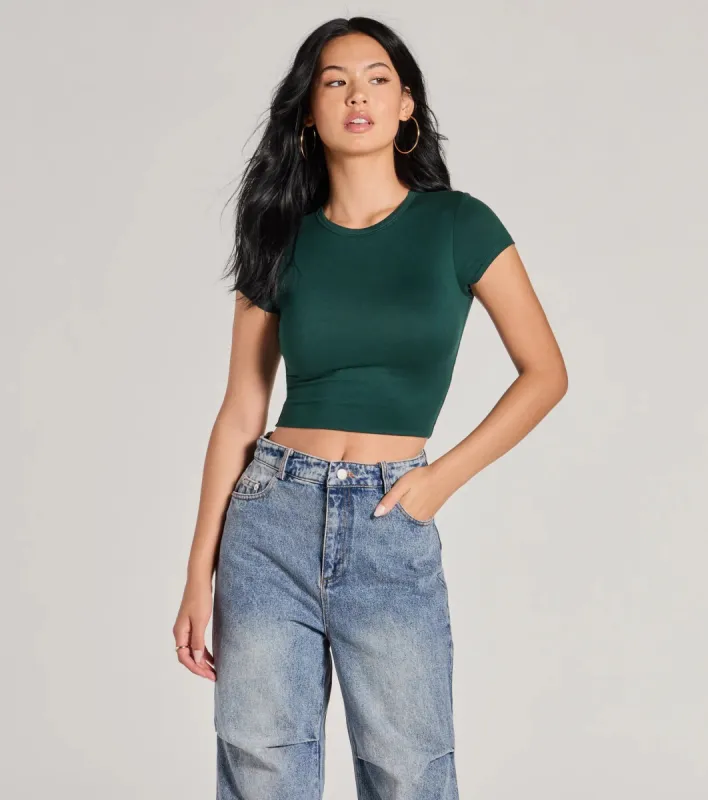 Casual Must-Have Crew Neck Crop Top sold by Windsor