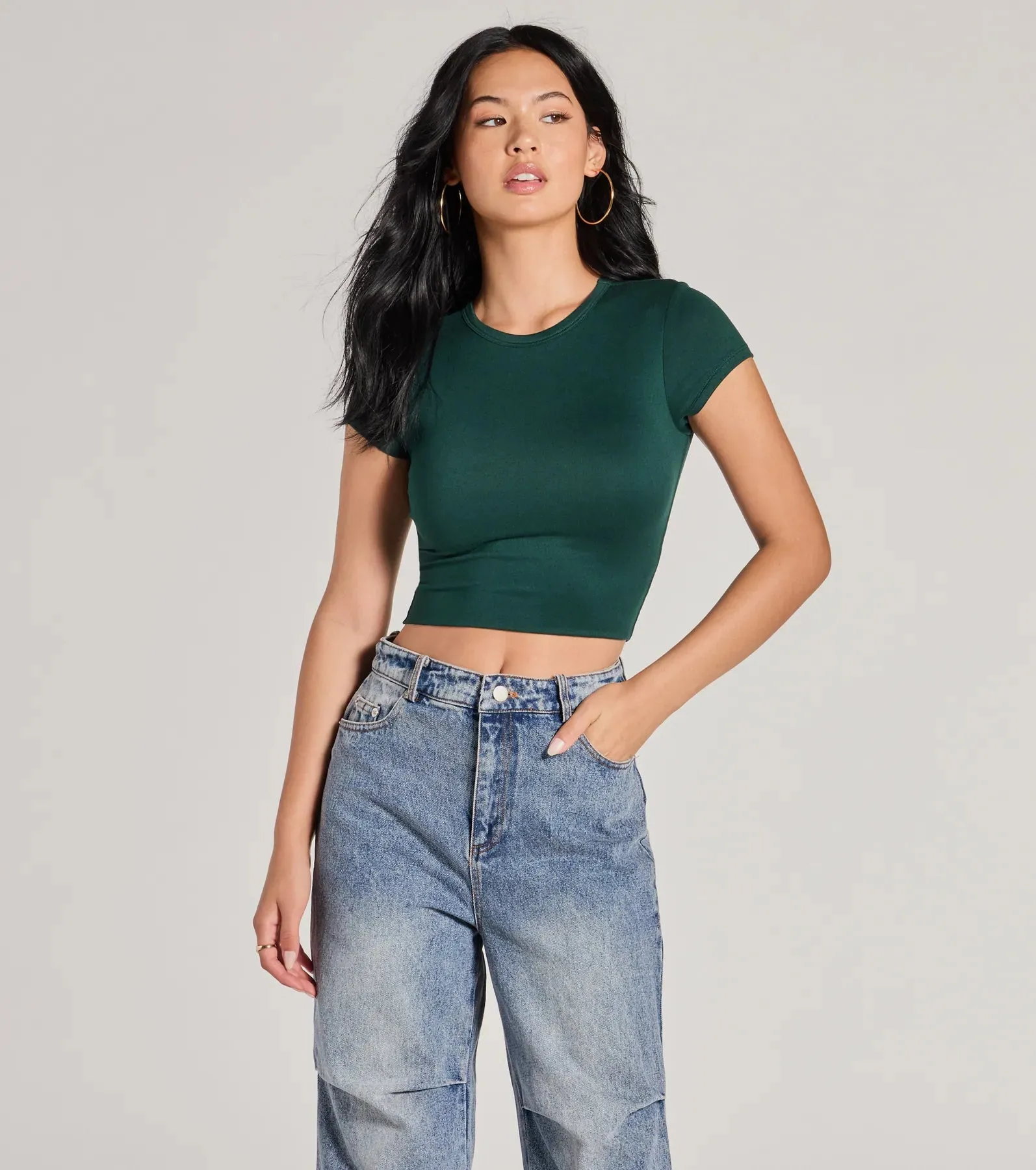 Casual Must-Have Crew Neck Crop Top sold by Windsor