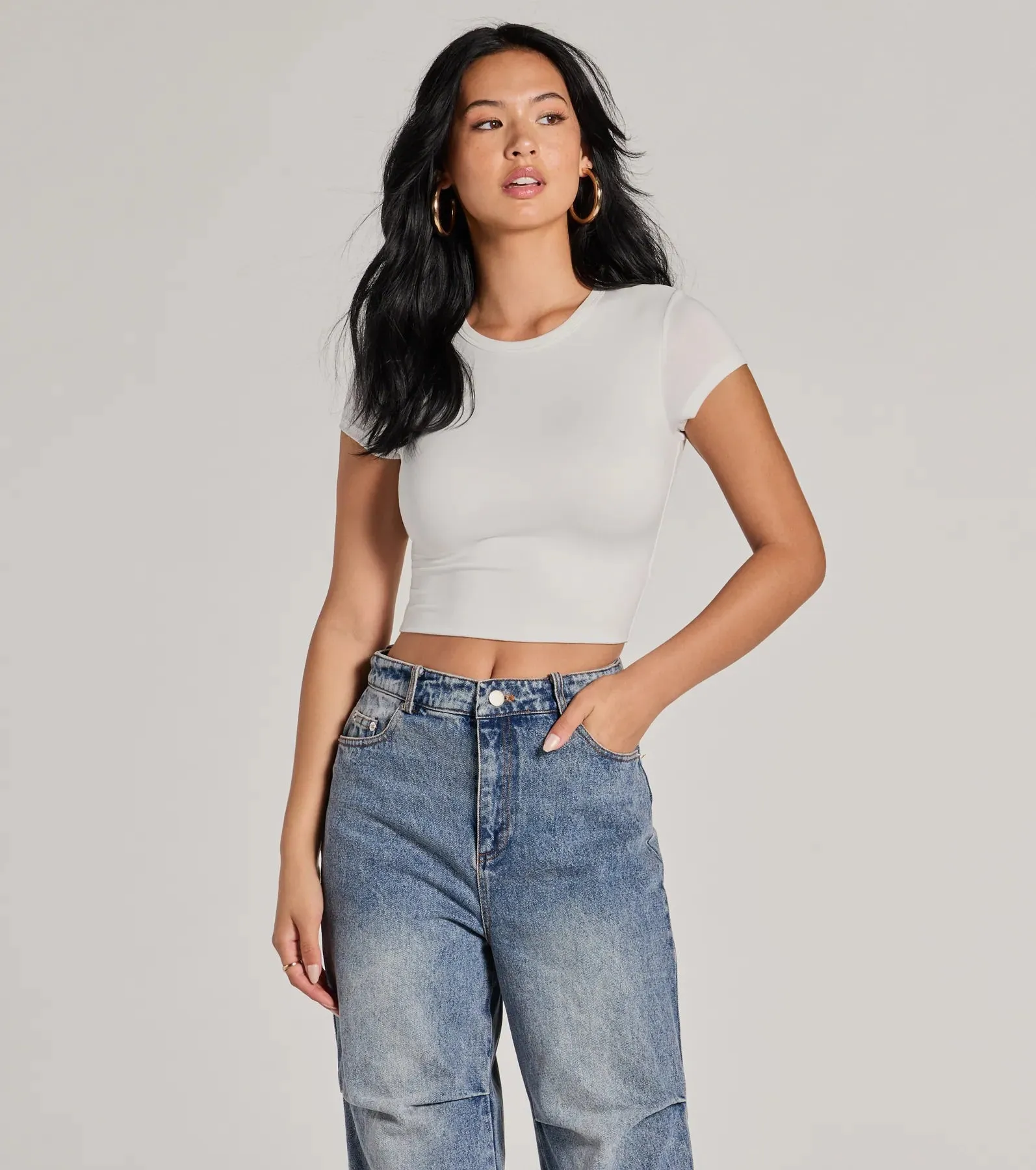 Casual Must-Have Crew Neck Crop Top sold by Windsor product image thumbnail 5
