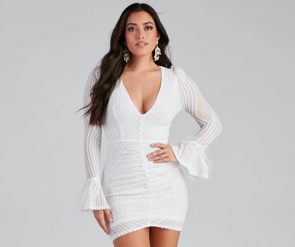 Paola Feather Trim Sequin Bodycon Dress sold by Windsor