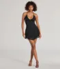 Glam Drama Rhinestone Mesh A-Line Mini Dress sold by Windsor